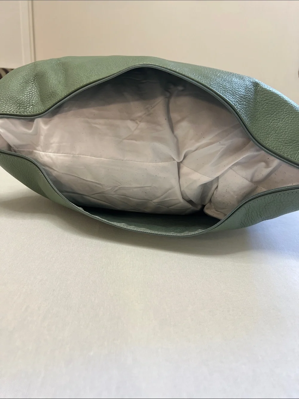 GARUGLIERI FIRENZE Green Italian Leather Throw Pillow 20x20 Duck Feather Fill